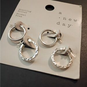 Target A New Day Silver Hoop Earrings Set